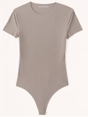 Abercrombie & Fitch Taupe Short Sleeve Bodysuit